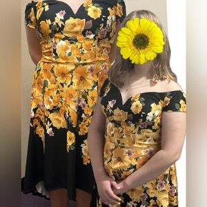 EUC Premier Amour Size 6 high low dress yellow and black floral